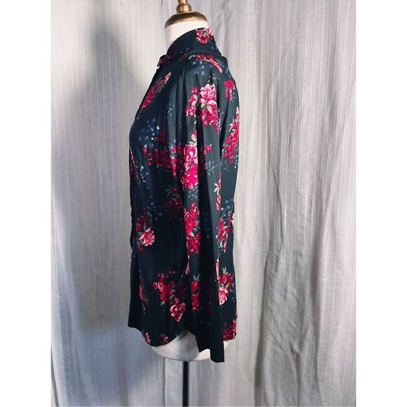 H&M Women's Black and Pink Floral Blouse - Size 6 - Picture 4 of 4